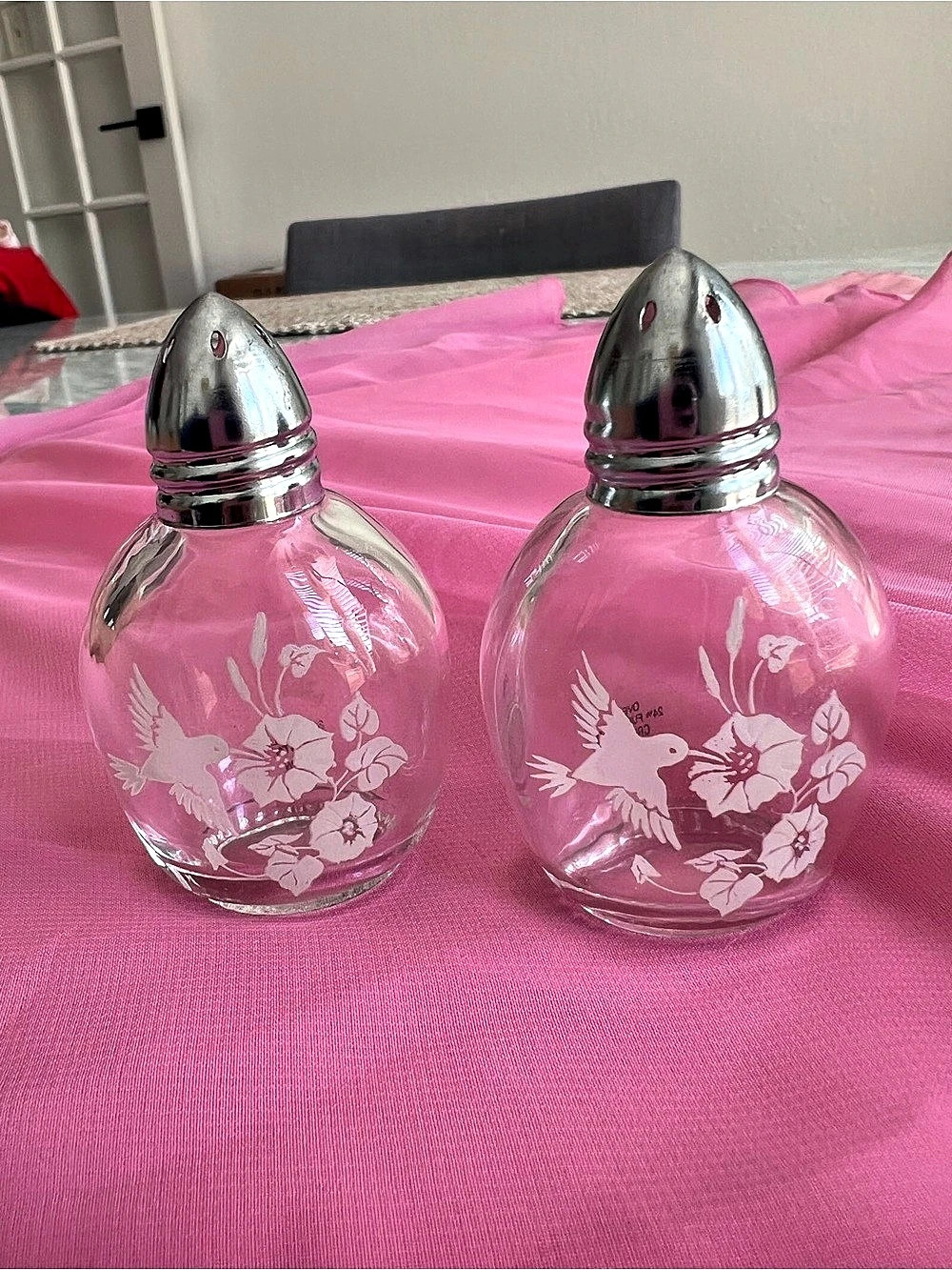 Avon Hummingbird Crystal Salt and Pepper Shakers